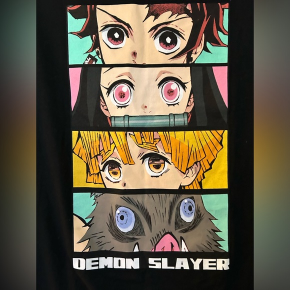NWOT Demon Slayer black Tee shirt. Anime eyes Men’s size M - Picture 3 of 4